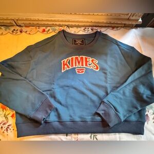 NWOT Kimes Women’s Cropped Colfax Crew in mid blue.